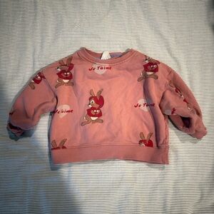 Charming Pink Bunny Kids Sweatshirt
